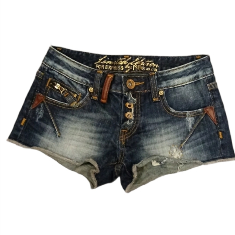 Limited Edition For Express By Rerock Acid Wash Distressed Shorts Size 00